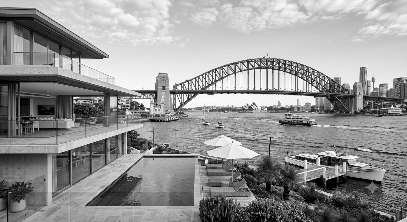 A waterfront Sydney home overlooking the Harbour Bridge and Opera House